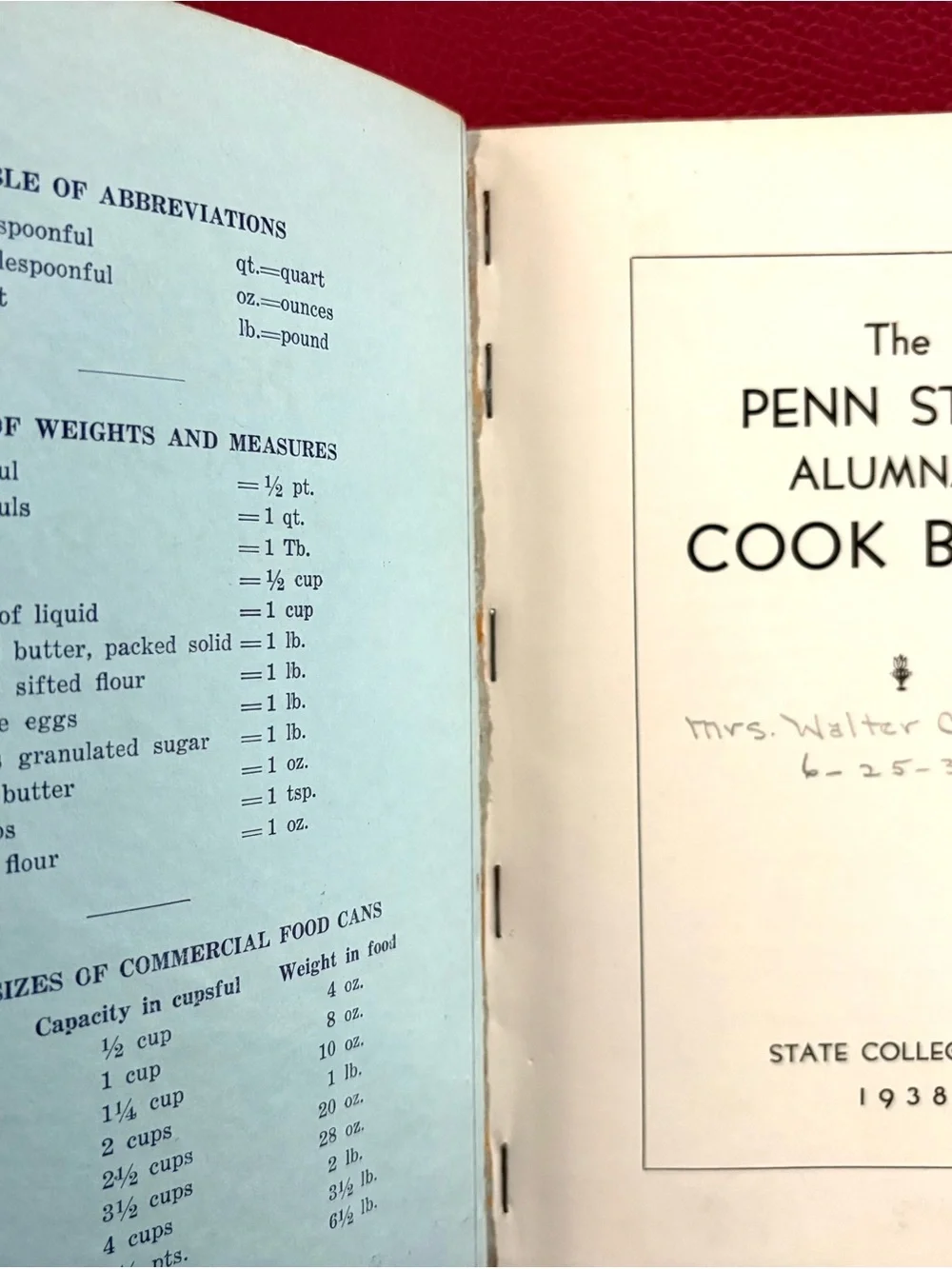 Rare  Penn State Alumnae Cook Book circa 1938 in great condition! -